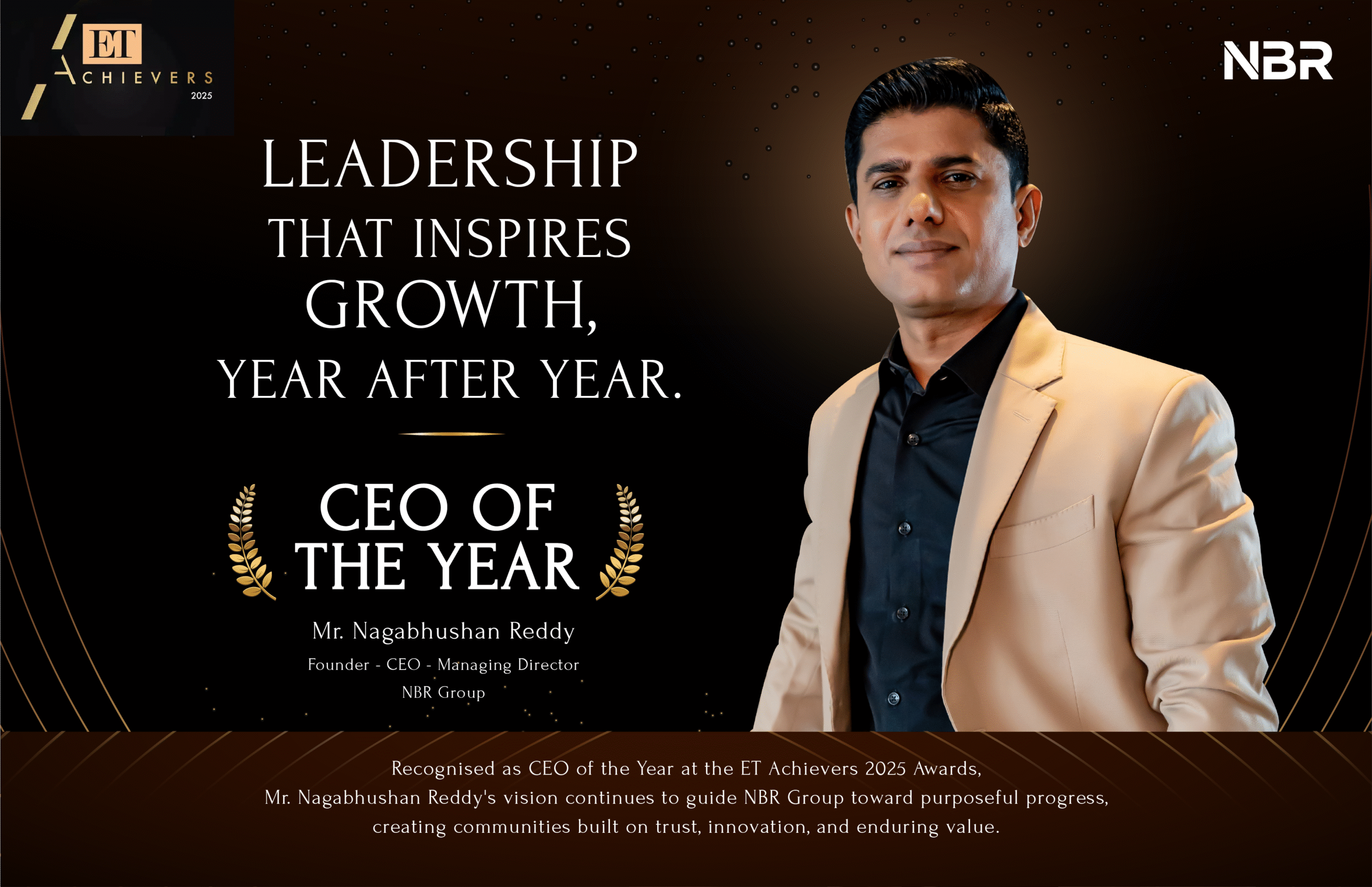 NBR Group’s Founder and MD, Nagabushana Reddy, Honoured as ‘CEO of the Year’ at ET Achievers Awards 2025